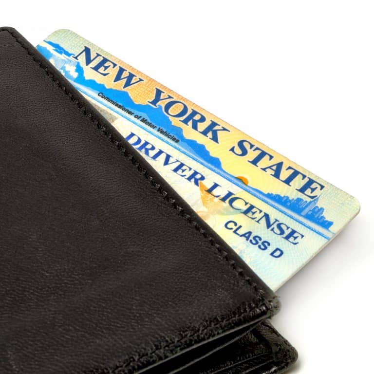 New York State driver license in wallet