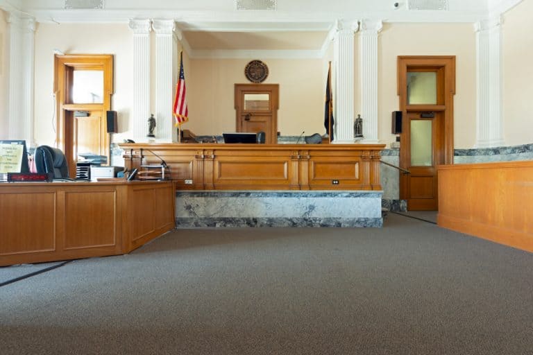 The Bench in the Courtroom in the Wasco County Courthouse